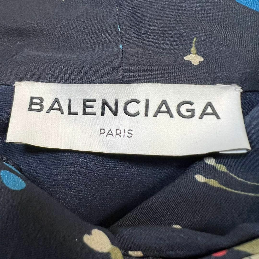 極美品BALENCIAGA ボタニカル シルク ボウタイリボンワンピース 38