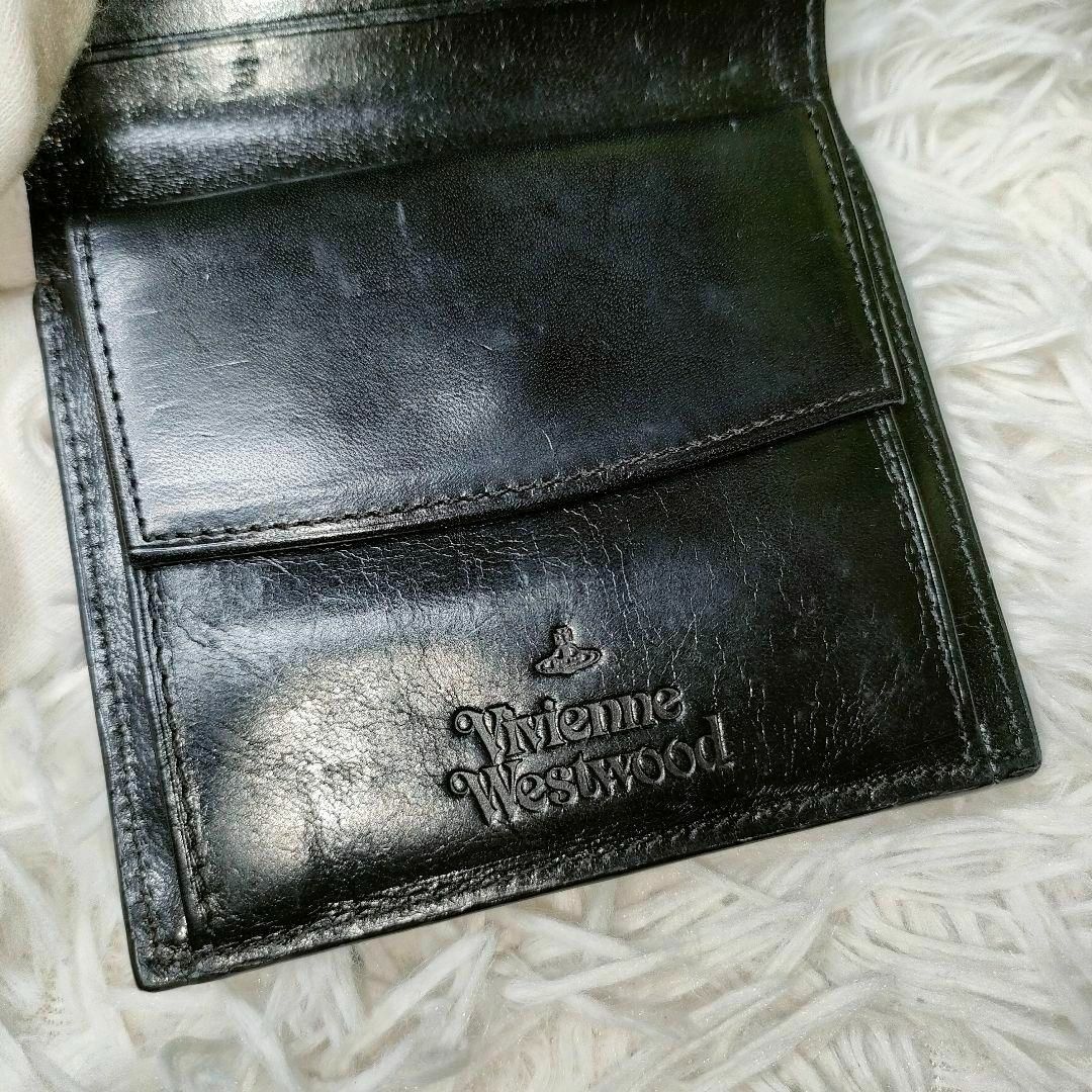 Vivienne Westwood(ヴィヴィアンウエストウッド)のヴィヴィアンウエストウッド 二つ折り財布 ブラック クロコ オーブ ロゴ 金金具 レディースのファッション小物(財布)の商品写真