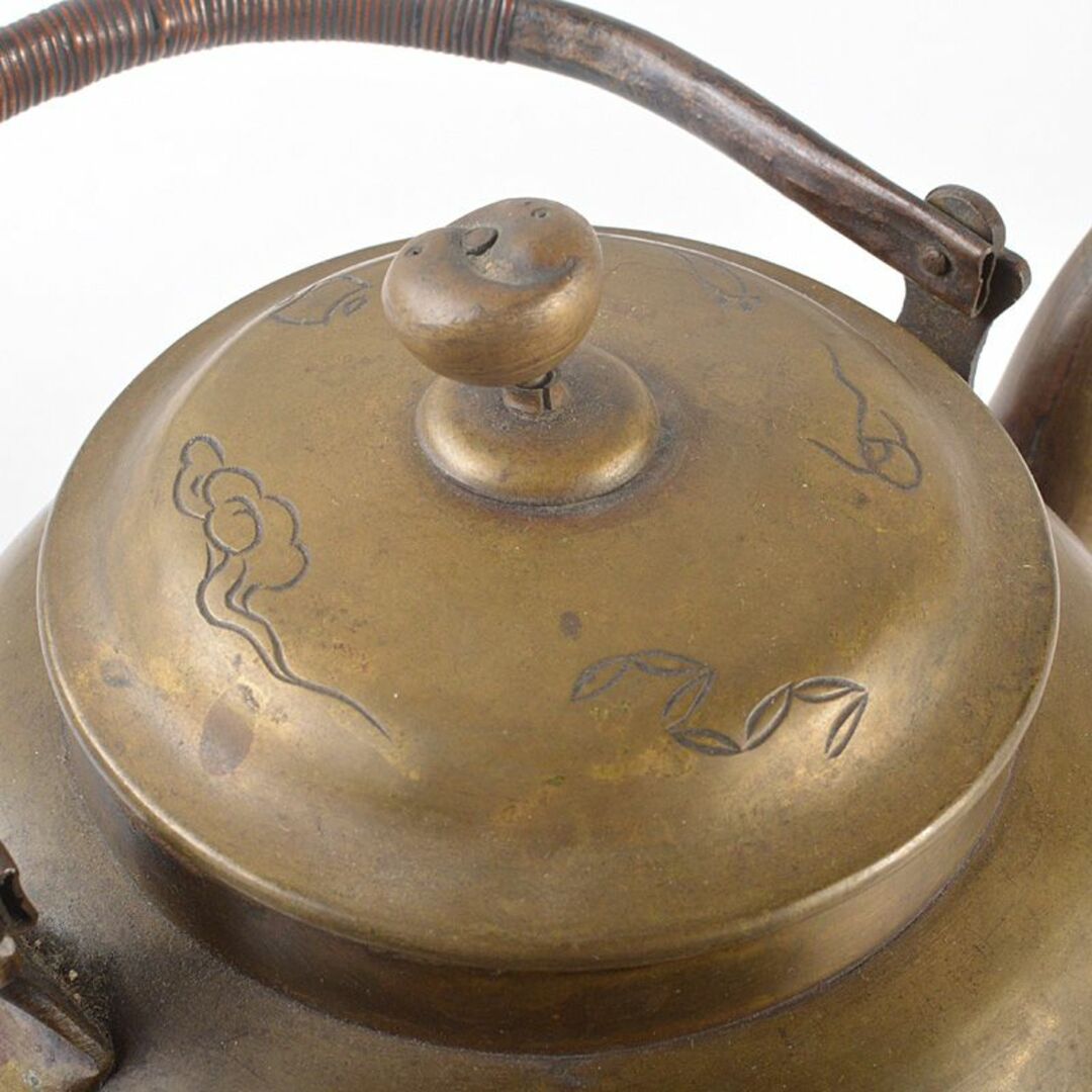 非常に高い品質 煎茶道具 R6514 D 薬缶 水次 湯沸し 四君子彫金 銅製 金属工芸