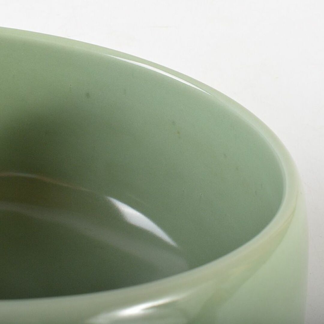 茶道具 平安 加藤渓山作 天龍寺青磁 鉄鉢形鉢 漆蓋付 共箱 M 茶道具 平安 加藤渓山作 天龍寺青磁 鉄鉢形鉢 漆蓋付 共箱 M