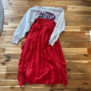 ホリデイ(holiday)のHOLIDAY　COTTON LINEN RUFFLE RUFFLE DRESS(ロングスカート)