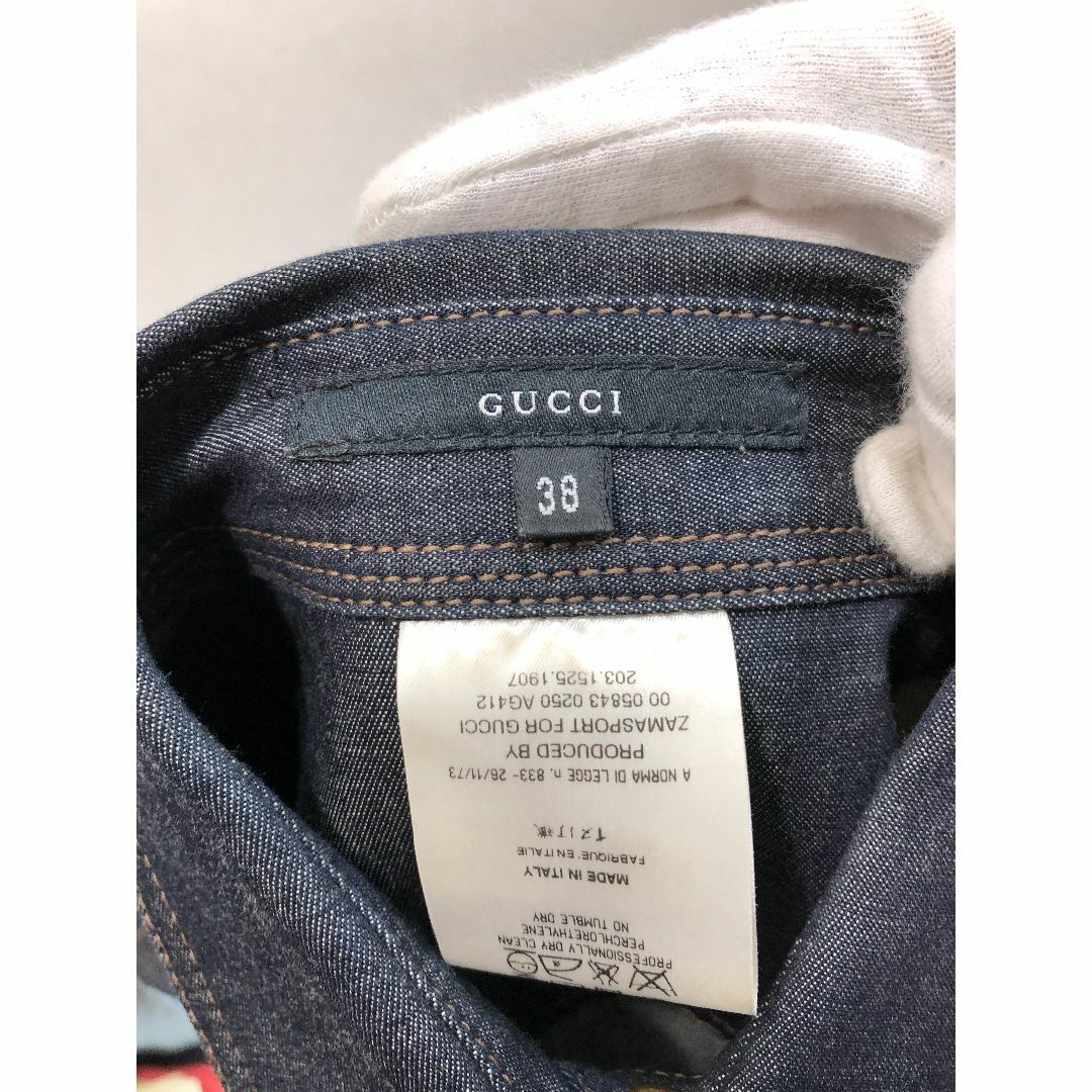 Gucci(グッチ)の031180● GUCCI 長袖 デニム シャツ 38 レディース グッチ レディースのトップス(シャツ/ブラウス(長袖/七分))の商品写真