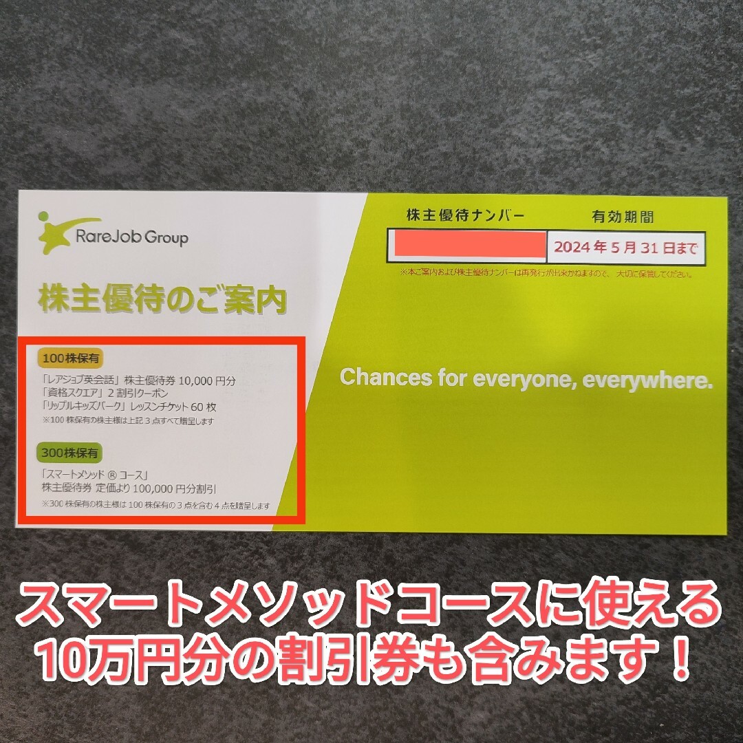 レアジョブ　株主優待　300株分 | フリマアプリ ラクマ