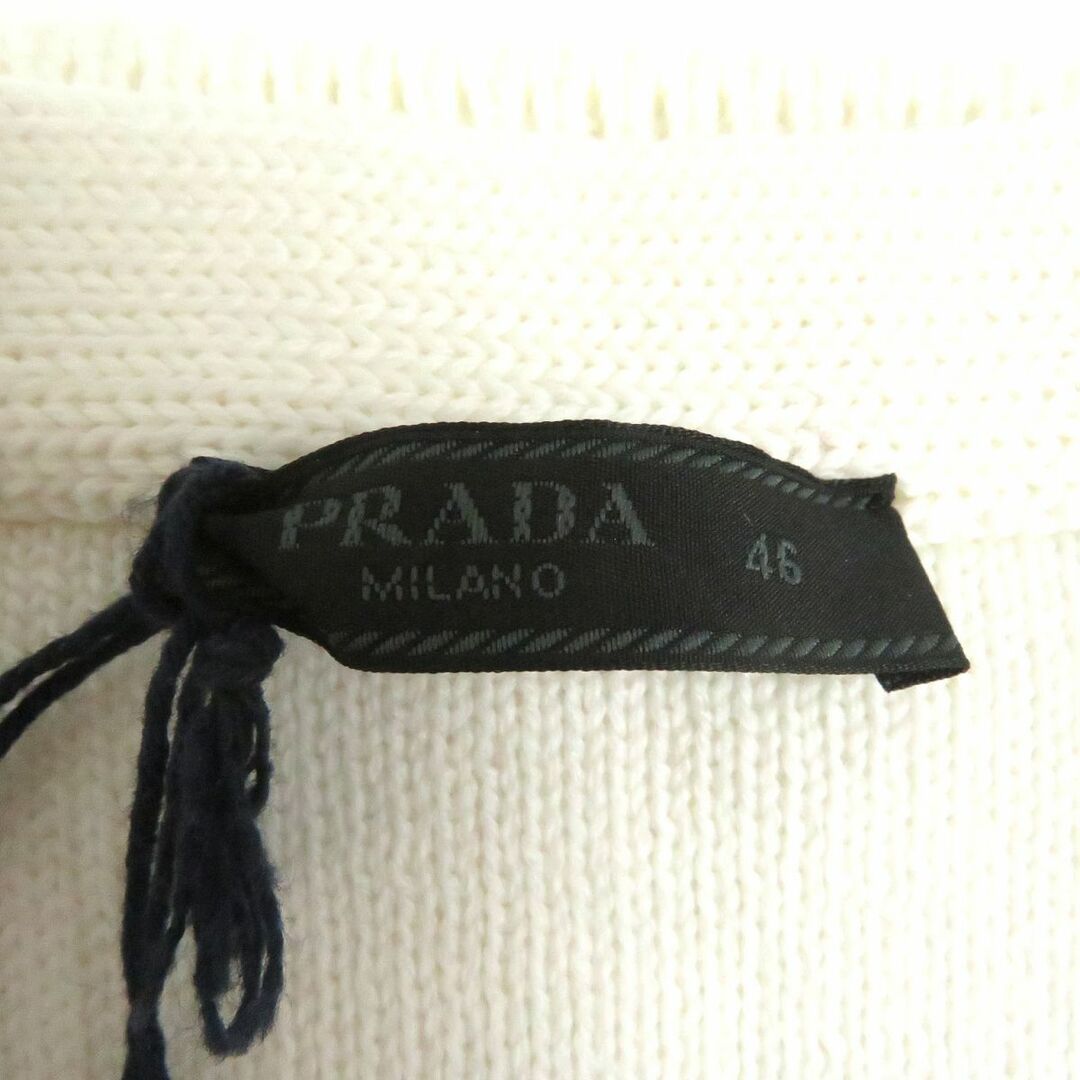 未使用品□20AW PRADA/プラダ UMT376 キューブ柄 Vネック ウール100％ ニットベスト ホワイト 46 イタリア製 正規品 メンズオススメ◎　t06-st30322-751