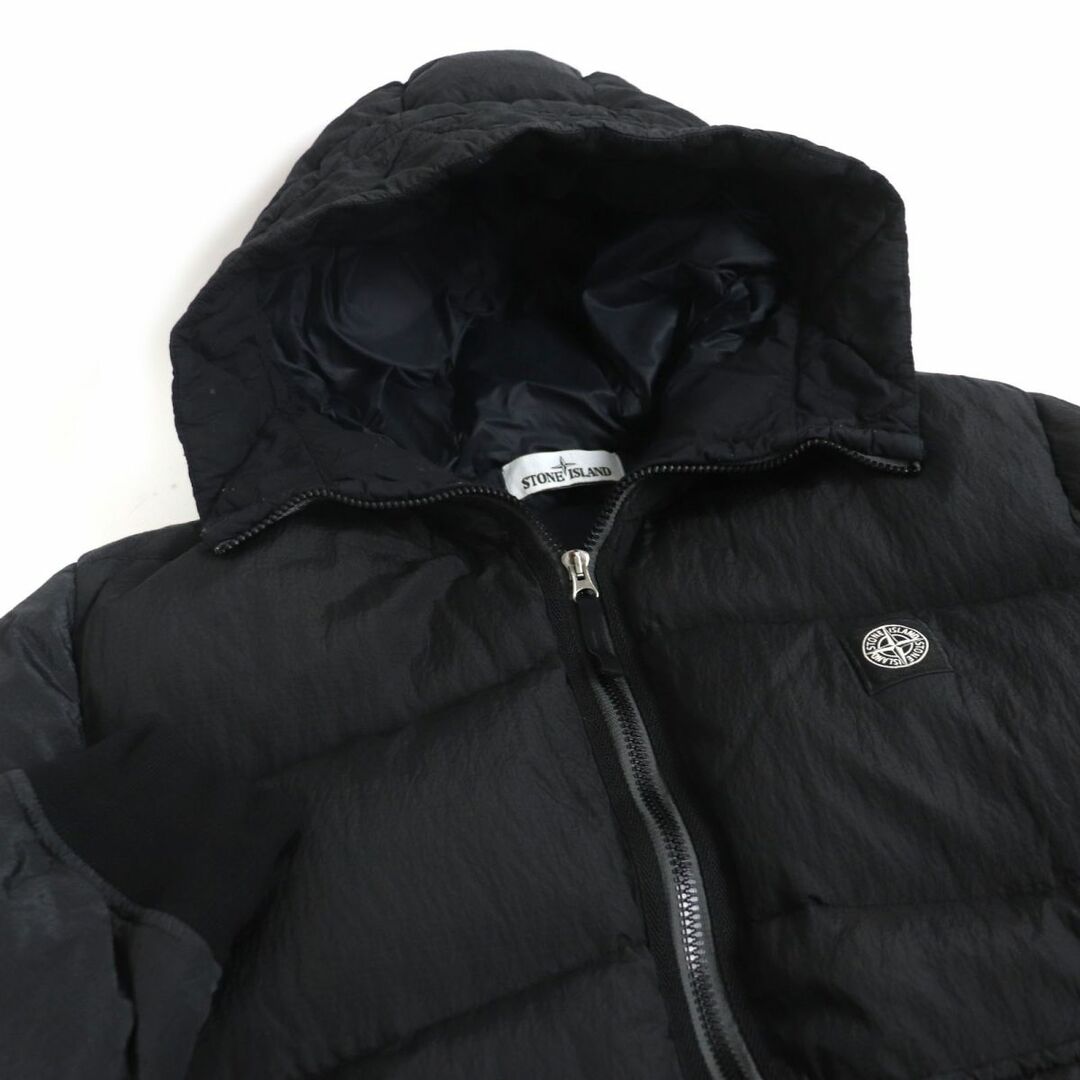 美品□STONE ISLAND/ストーンアイランド 711540532 ナイロンメタル ロゴワッペン WZIP フーデッド ダウンジャケット ブラック  L 正規品