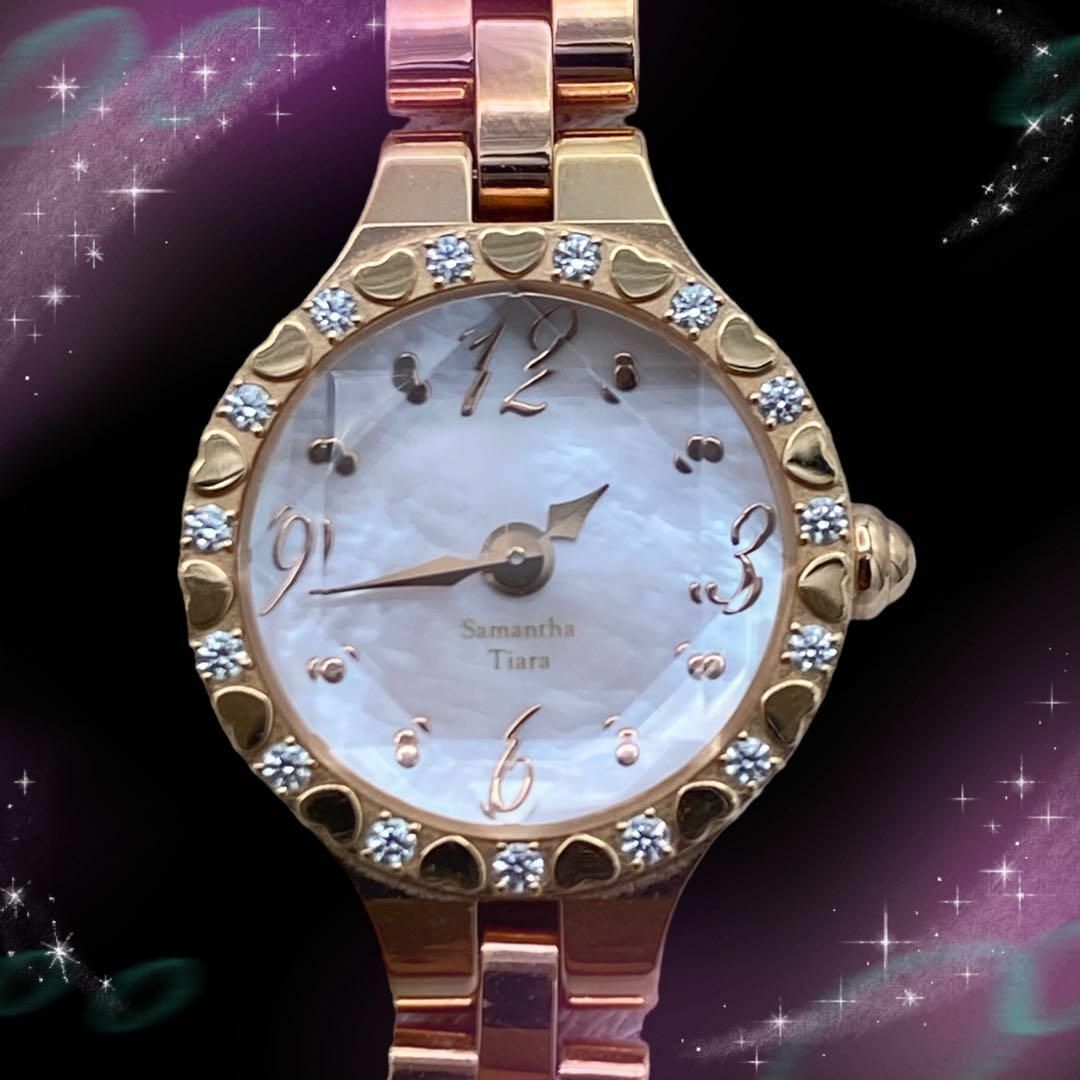 《超美品　稼動品》サマンサティアラ　ダイヤベゼル　カットガラス　レディース腕時計