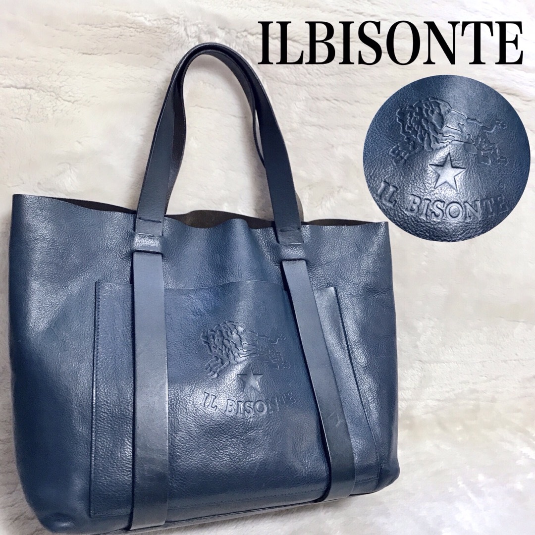 希少 ILBISONTE ビックロゴ オールレザー トートバッグ イルビゾンテ