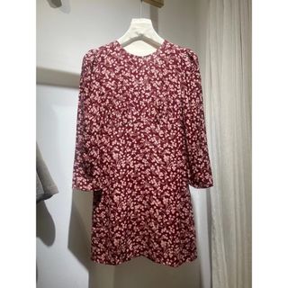 ❤️Reformation 新作新品　紺　花柄　7分袖　ロングワンピース