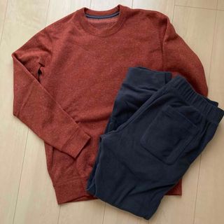 ユニクロ(UNIQLO)のUNIQLO 暖かルームウェア　ニットフリースセット　M(スウェット)