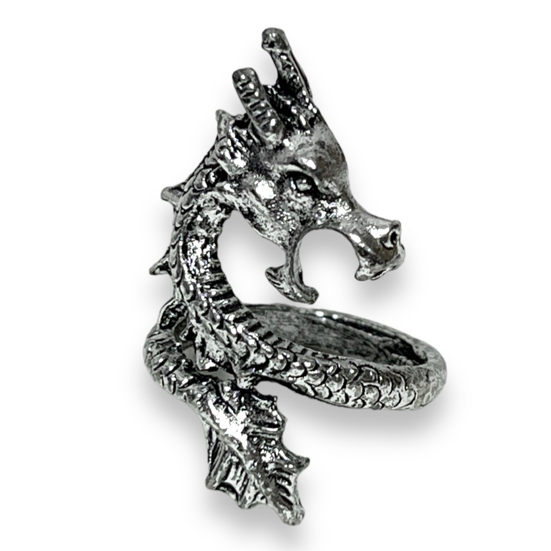 【新品】ドラゴンデザインシルバーフリーリング メンズのアクセサリー(リング(指輪))の商品写真
