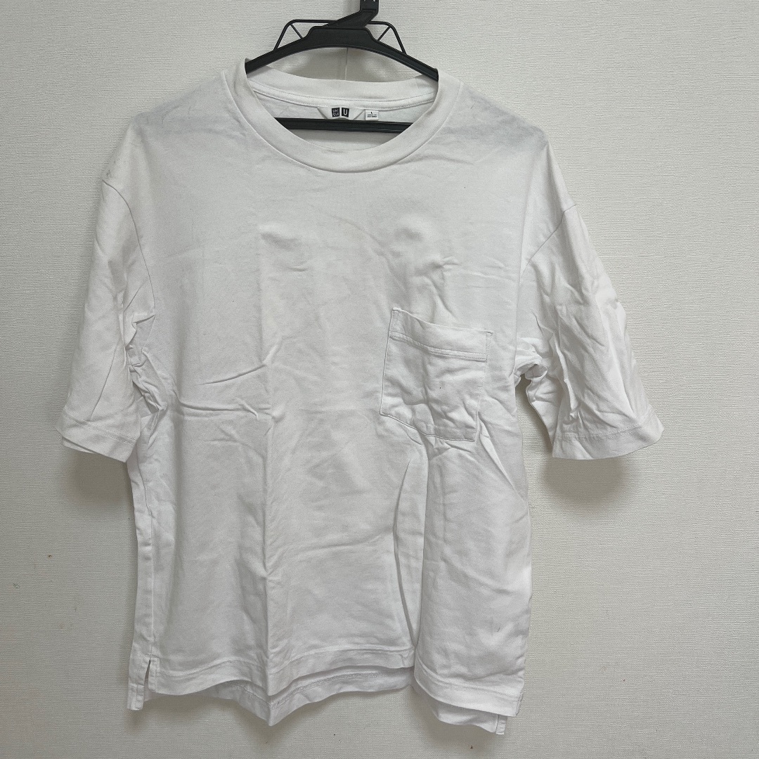 UNIQLO(ユニクロ)のユニクロ　メンズ　男性　Tシャツ　白　ホワイト　半袖 メンズのトップス(Tシャツ/カットソー(半袖/袖なし))の商品写真