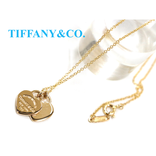 ティファニー(Tiffany & Co.)のTIFFANY☆ダブルハートロゴペンダントミニ/ネックレス/K18/イエロー(ネックレス)