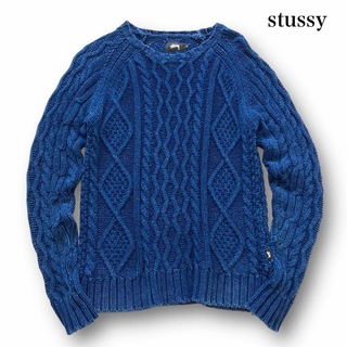 STUSSY CURLY S ニット セーター Lサイズ ナチュラル