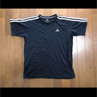 アディダス(adidas)のadidas アディダス　半袖Ｔシャツ　160　Ｓ〜Ｍ　黒　３本線　COTTON(その他)