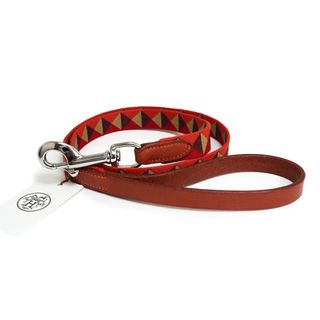 エルメス(Hermes)のエルメス エルメス HERMES 犬用リード メドール スリム 愛犬 ドッグ 20MM #100 オイル付き レザー ナイロン ポリエステル ダークアイリッシュ マルチカラー ブラウン 茶 シルバー金具 Z刻印 箱付 HERMES（新品・未使用品）(その他)