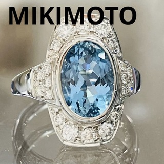 MIKMOTO アクアマリン　ダイヤ　pt900 リング鑑別付き(リング(指輪))