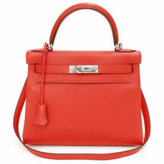 エルメス(Hermes)のエルメス ケリー 28 内縫い 2WAY 斜め掛け ショルダー ハンドバッグ ヴォーエバーカラー レザー ルージュトマト レッド 赤 シルバー金具 X刻印 HERMES（未使用　展示品）(ハンドバッグ)