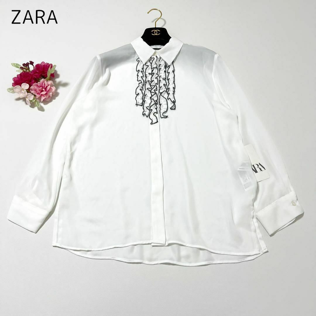【新品未使用】ZARA フリルシャツ　Mサイズ