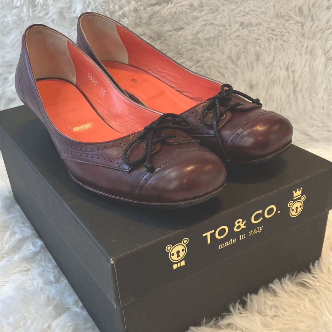 TO&CO.(トゥーアンドコー)のTO &CO レースアップ・ローヒールパンプス　インポート　英国　イギリス　本革 レディースの靴/シューズ(ハイヒール/パンプス)の商品写真