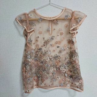 リリーブラウン(Lily Brown)のLily Brown　フラワー刺繍トップス　ピンク(シャツ/ブラウス(半袖/袖なし))