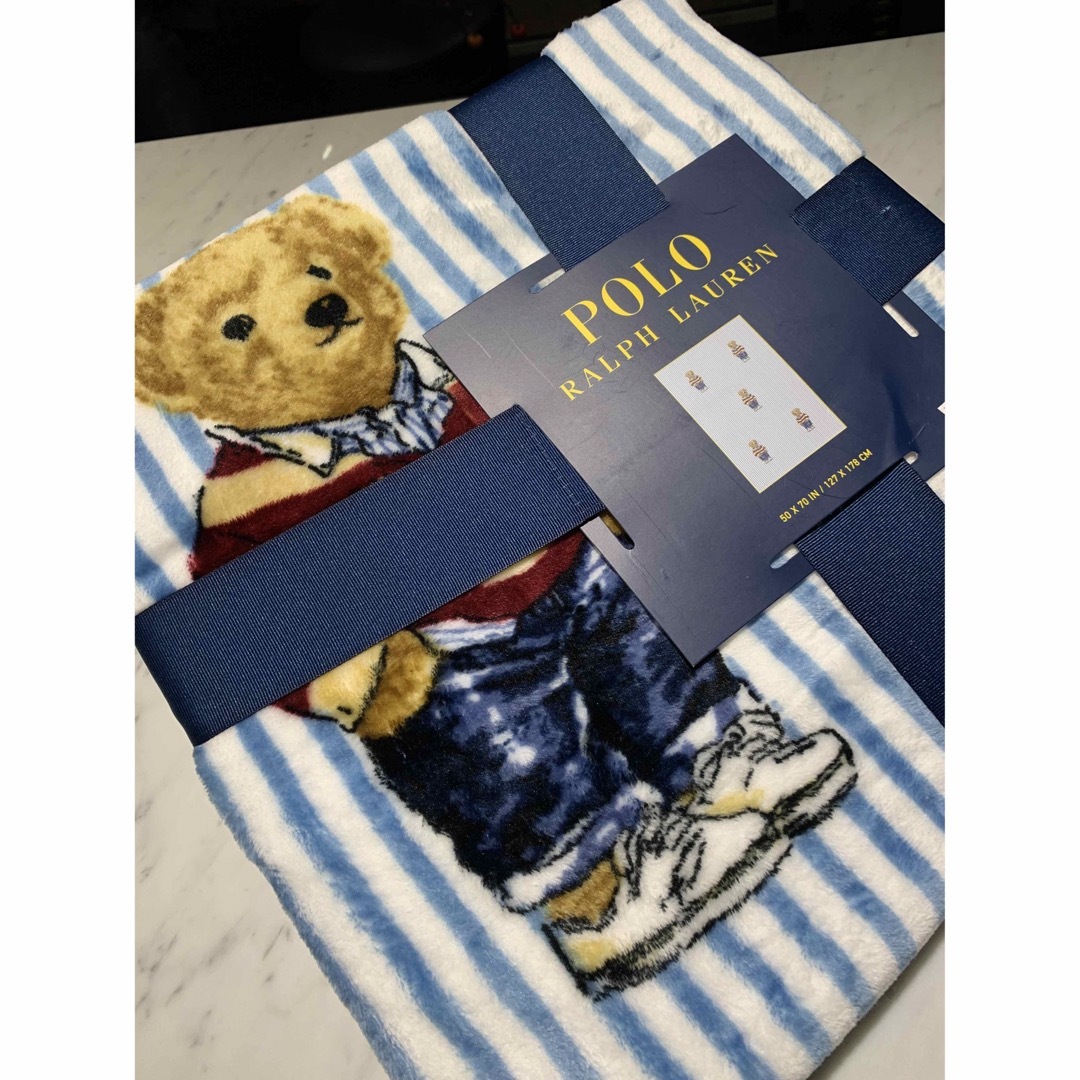 127cm×178cm素材ポロ ラルフローレン ブランケット POLO bear ポロベア クマ 毛布 茶