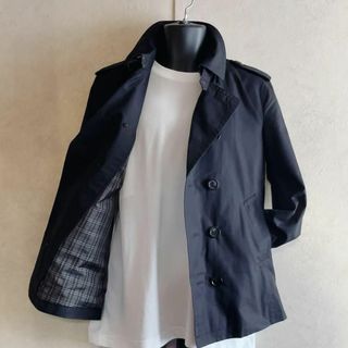 バーバリーブラックレーベル(BURBERRY BLACK LABEL)のバーバリーブラックレーレーベル　ダブル　トレンチ　ジャケット　ノバチェック　黒L(テーラードジャケット)