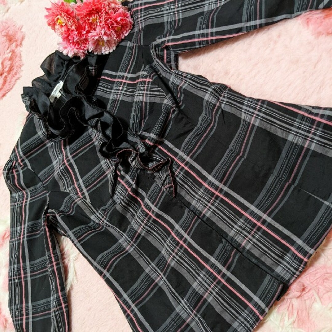 LIZ LISA(リズリサ)のリズリサ♥トゥララ♥黒♥ピンクが強調された♥チェックフリル❤ブラウス レディースのトップス(シャツ/ブラウス(長袖/七分))の商品写真