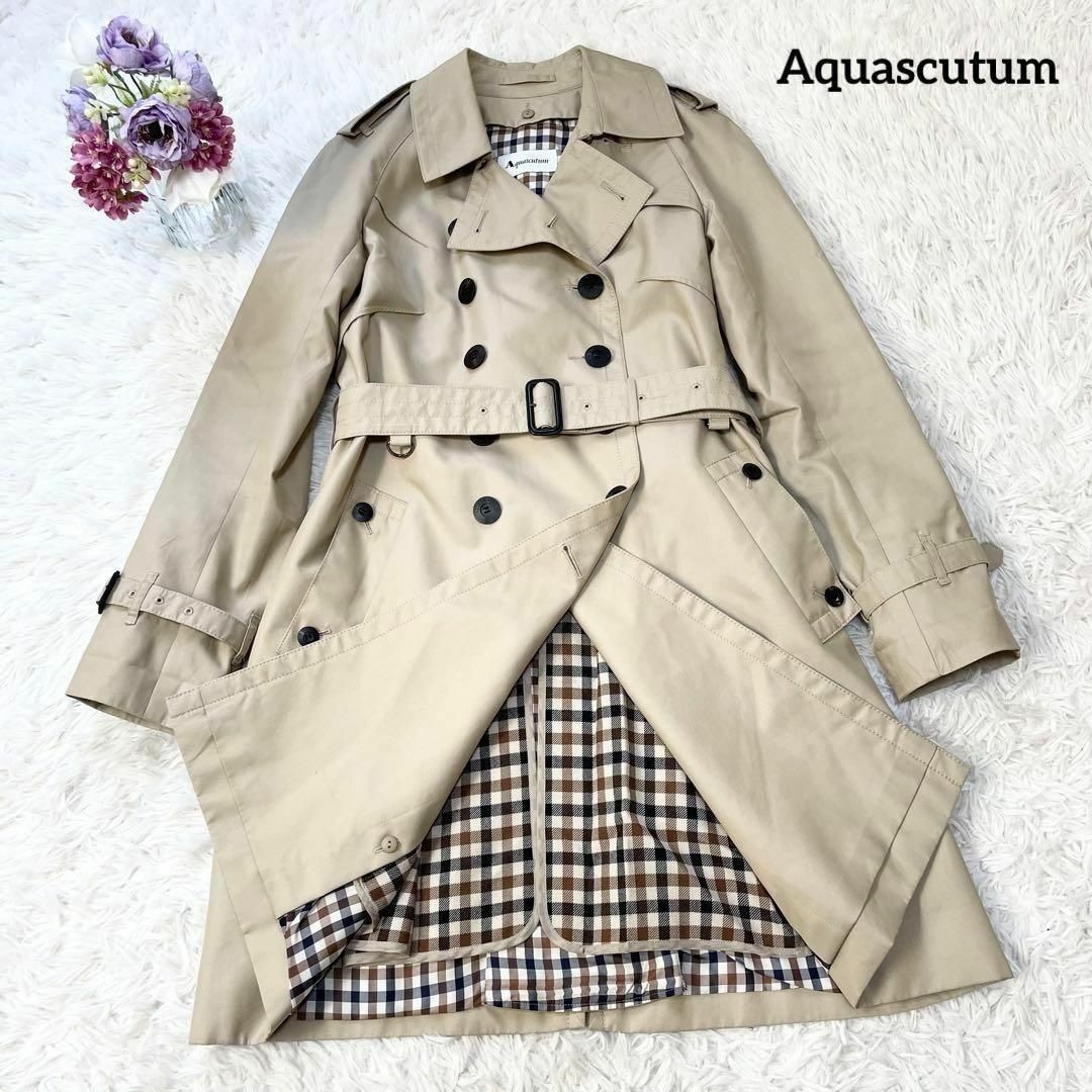 美品 Aquascutum アクアスキュータム ウールライナー トレンチコート-