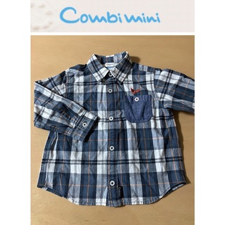コンビミニ(Combi mini)の美品　コンビミニ Combimini 95サイズ　コットン　チェック柄長袖シャツ(ブラウス)