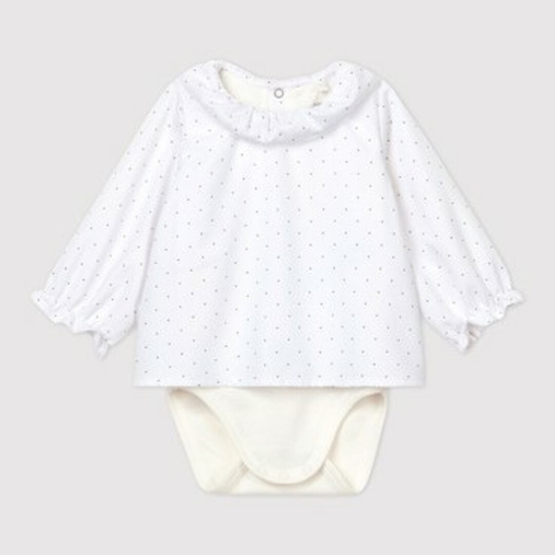 PETIT BATEAU(プチバトー)のPETIT BATEAU/プチバトー/長袖/ロンパース/女の子/70cm キッズ/ベビー/マタニティのベビー服(~85cm)(ロンパース)の商品写真