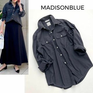 マディソンブルー(MADISONBLUE)の人気♡マディソンブルー＊ハンプトンバックサテンシャツ　黒　ブラック　羽織り　01(シャツ/ブラウス(長袖/七分))