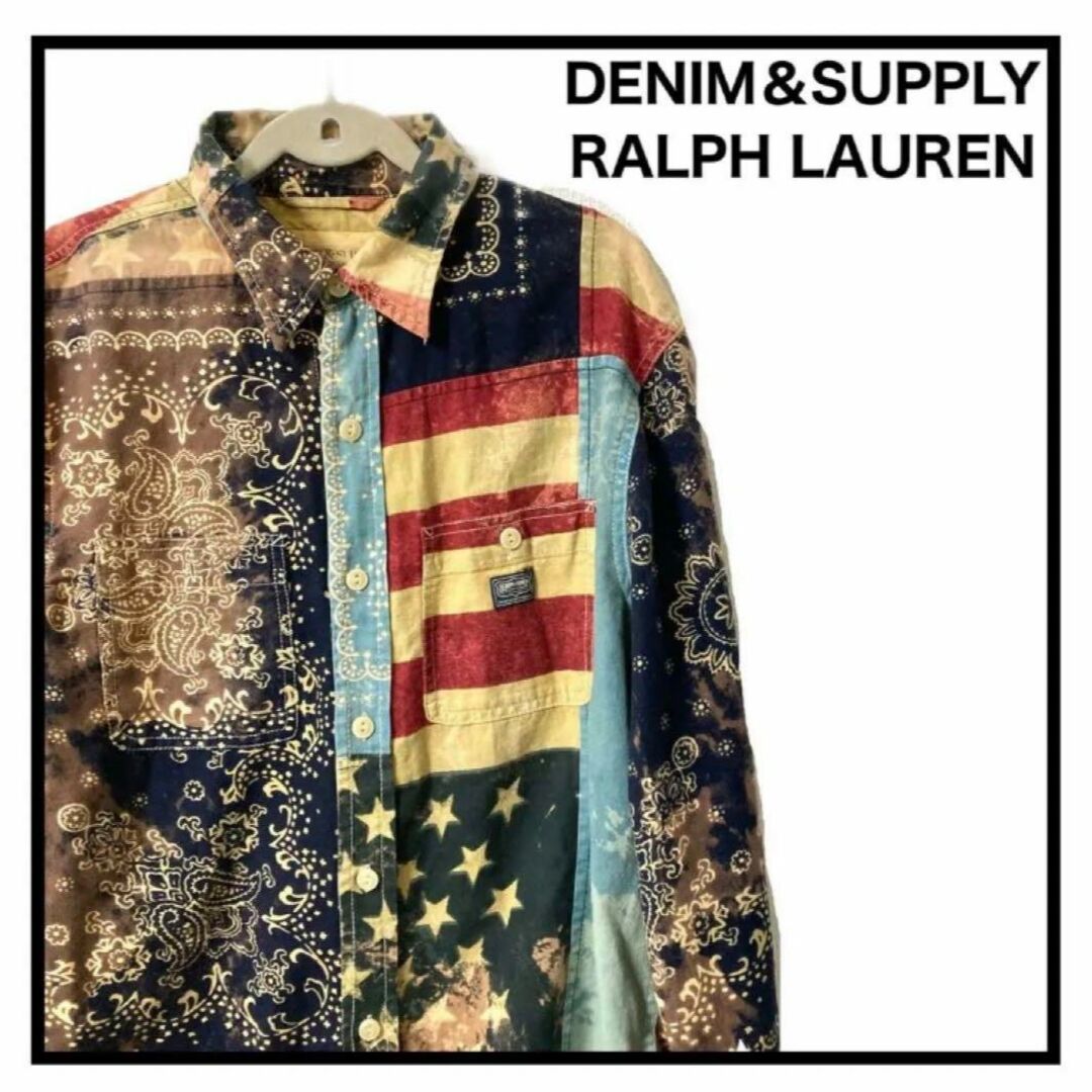 Denim & Supply Ralph Lauren(デニムアンドサプライラルフローレン)のデニムアンドサプライ　ラルフローレン　USA柄シャツ　メンズ　廃盤レア　古着　S メンズのトップス(シャツ)の商品写真