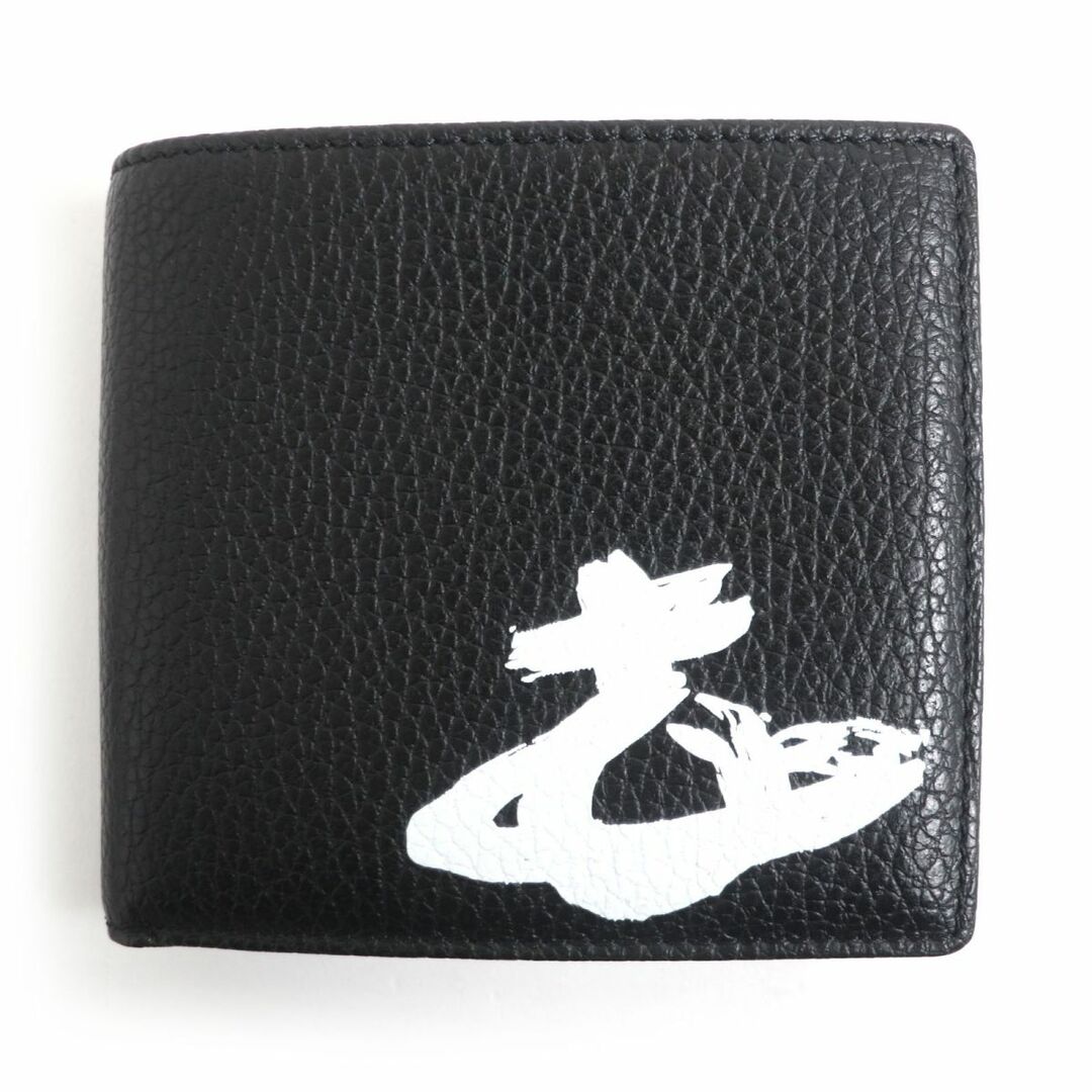 未使用□ヴィヴィアンウエストウッド MELIH MAN WALLET WITH COIN POCKET 51010016 オーブ 二つ折り レザー コンパクトウォレット 黒 伊製のサムネイル