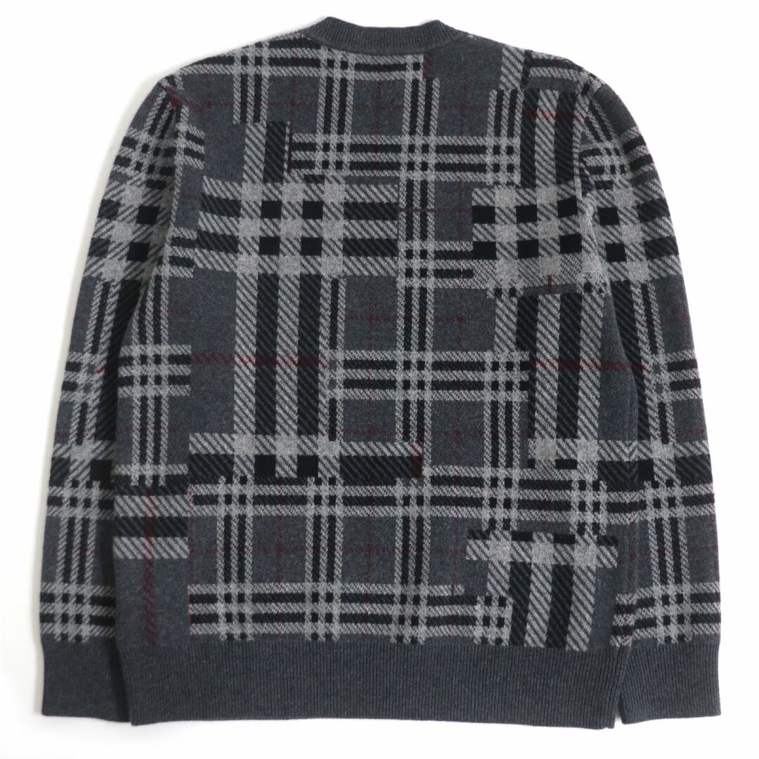 極美品□バーバリー 8045016 Patchwork Check Knit チェック柄 カシミヤ100％ ロングスリーブ 長袖ニット/セーター  グレー S 正規品 メンズ