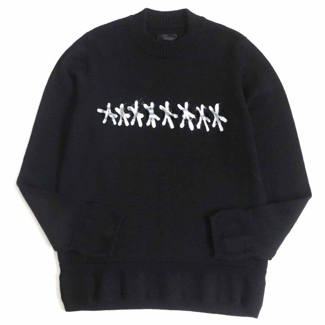 美品□GIVENCHY/ジバンシィ BM90HC4Y5D Tufting Logo Crew Knit モックネック 長袖 ウールニット/セーター ブラック M イタリア製 正規品