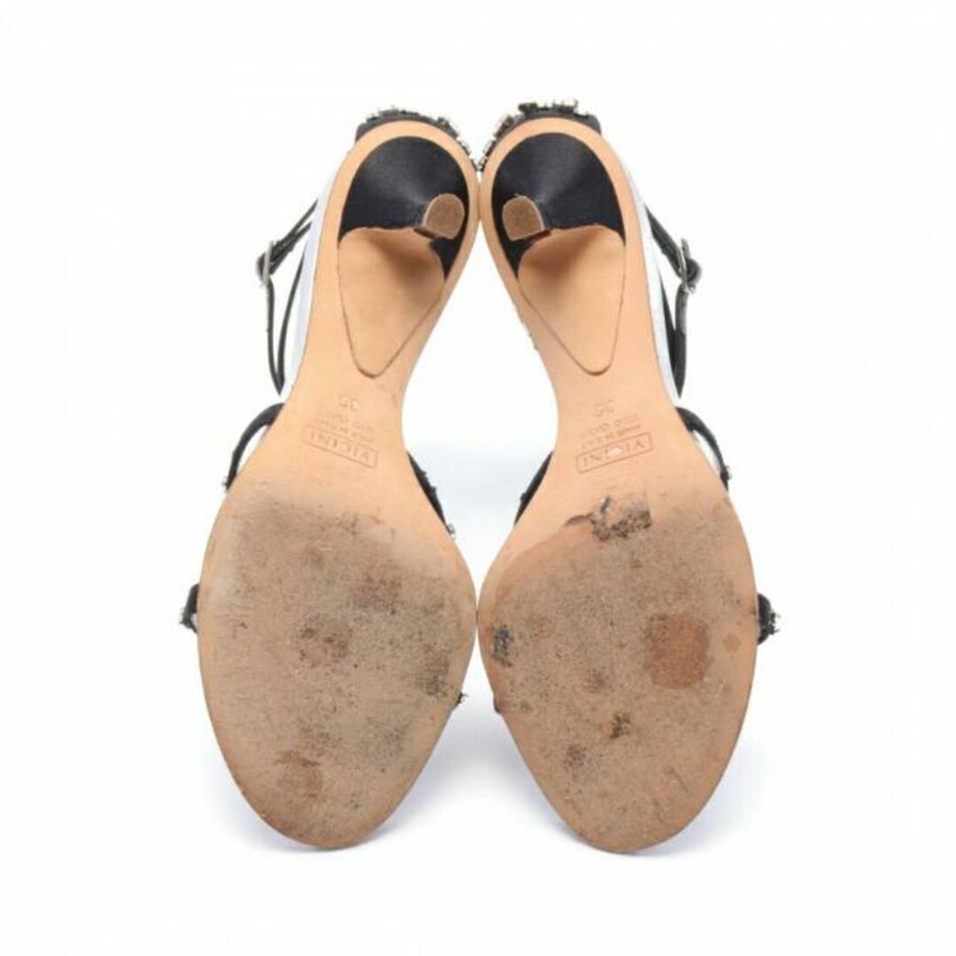 GIUSEPPE ZANOTTI(ジュベッゼサノッティ)の サンダル サテン レザー ブラック シルバー ビジュー レディースの靴/シューズ(サンダル)の商品写真
