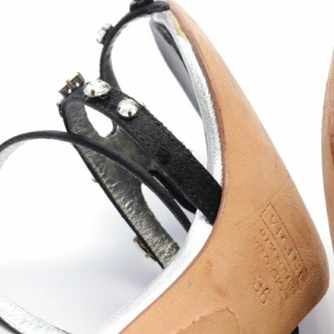 GIUSEPPE ZANOTTI(ジュベッゼサノッティ)の サンダル サテン レザー ブラック シルバー ビジュー レディースの靴/シューズ(サンダル)の商品写真