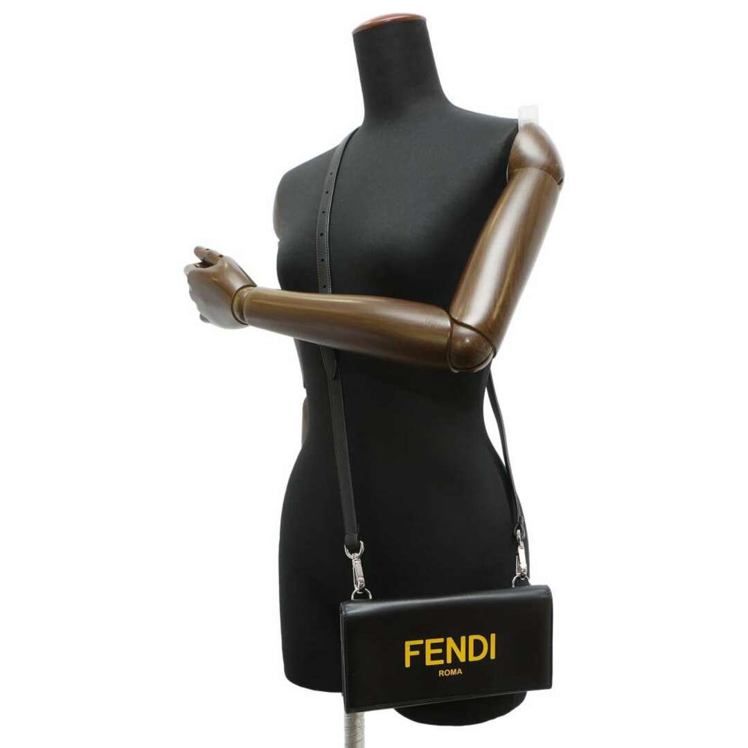 フェンディ ストラップウォレット ロゴ カーフスキン 7M0309 FENDI 財布 黒