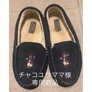 ポロラルフローレン(POLO RALPH LAUREN)のポロラルフローレン　モカシン　ネイビー　ポロベア　24 24.5(スリッポン/モカシン)