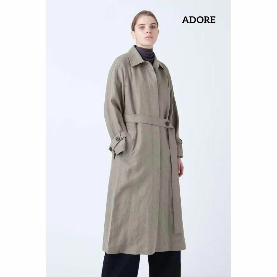 極美品 定価10万 ADORE ドライツイストリネンステンカラーコート グレー