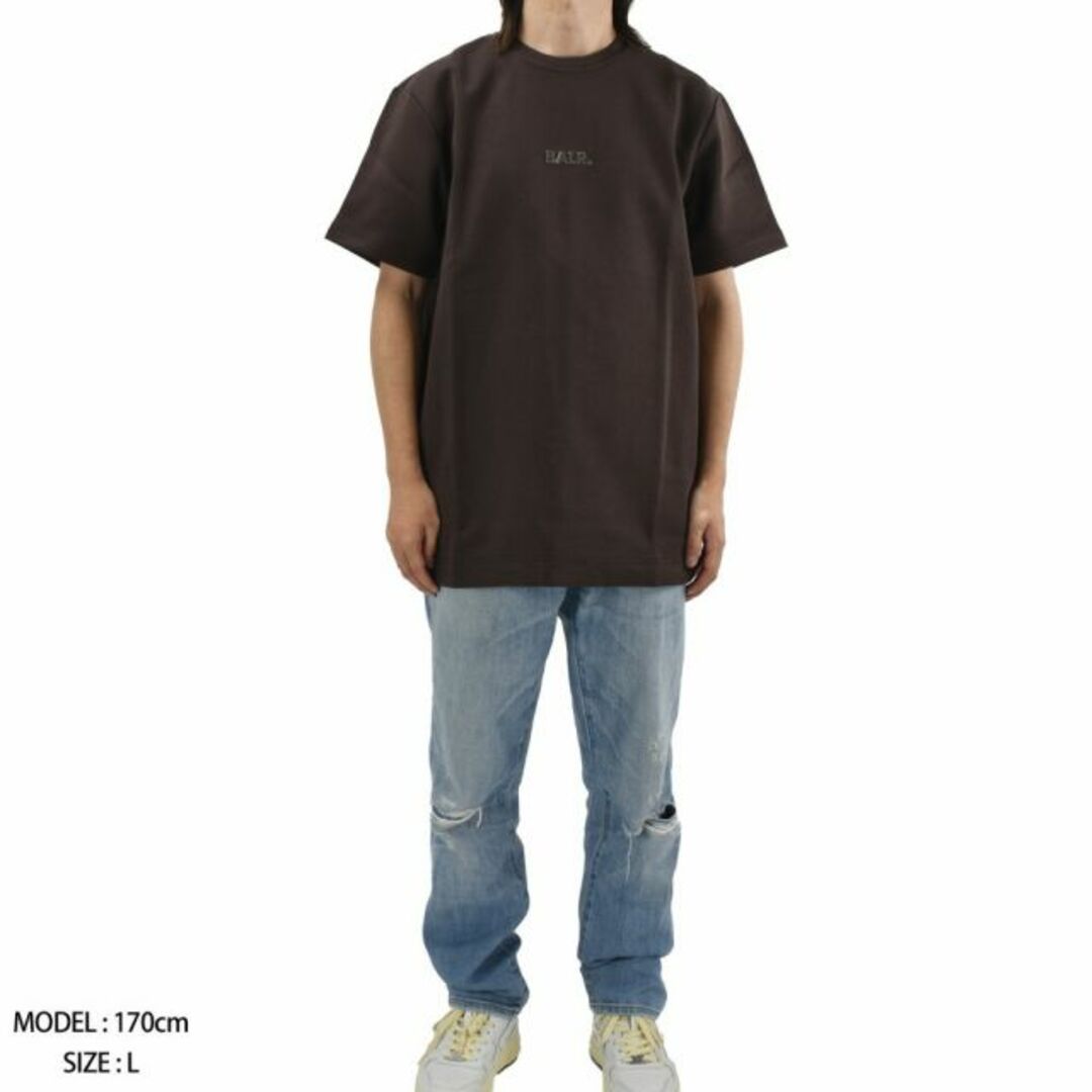 【JAVA】ボーラー BALR. Tシャツ メンズ カットソー クルーネック 半袖 ロゴメタルプレート ブラウン Q-SERIES STRAIGHT  T-SHIRT【送料無料】
