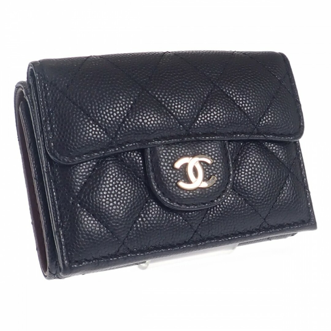 【Aランク】CHANEL シャネル タイムレス クラシック スモールフラップウォレット 三つ折り財布 AP0230 Y33352 C3906 キャビアスキン ブラック【ISEYA】