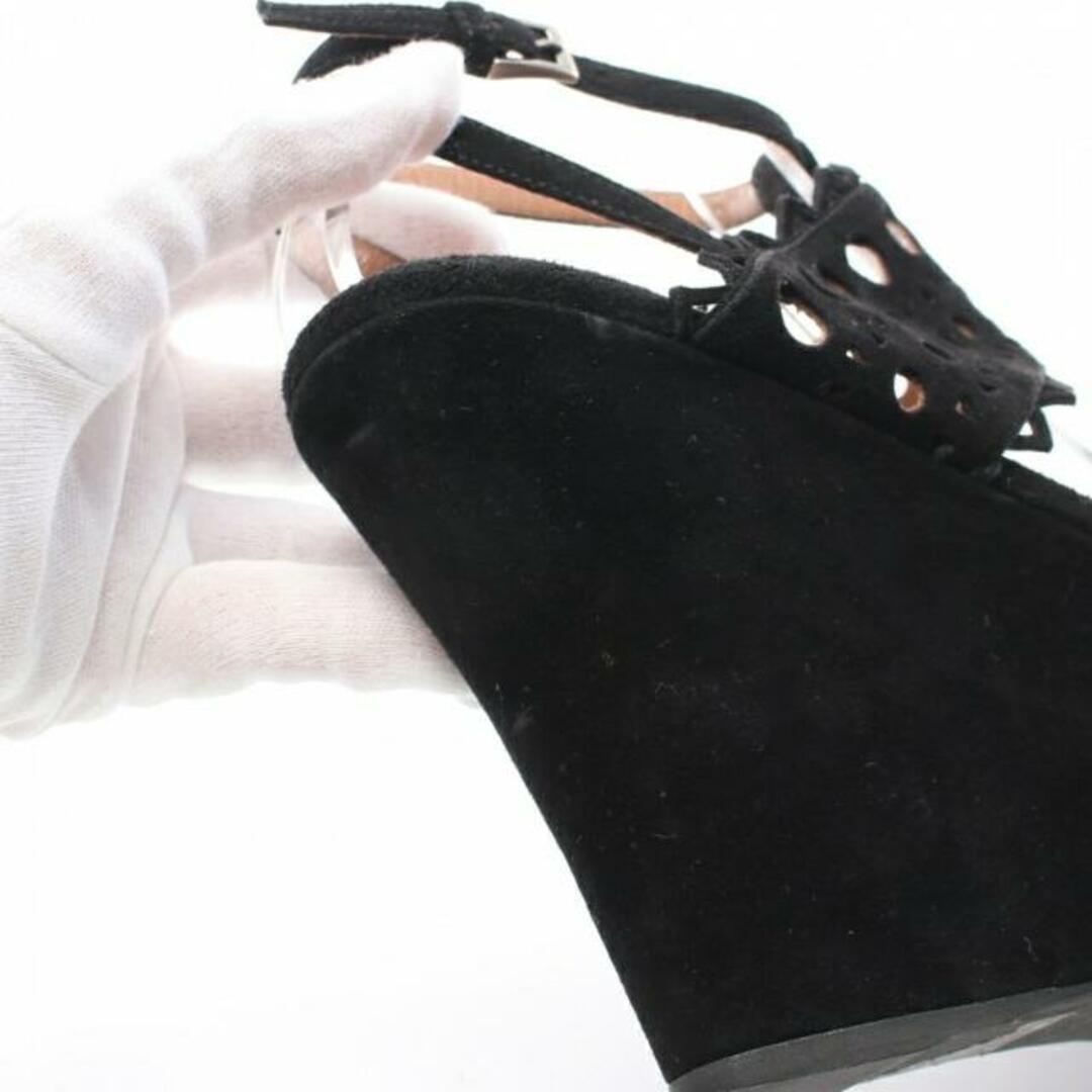  サンダル スエード ブラック アンクルストラップ パンチング レディースの靴/シューズ(サンダル)の商品写真