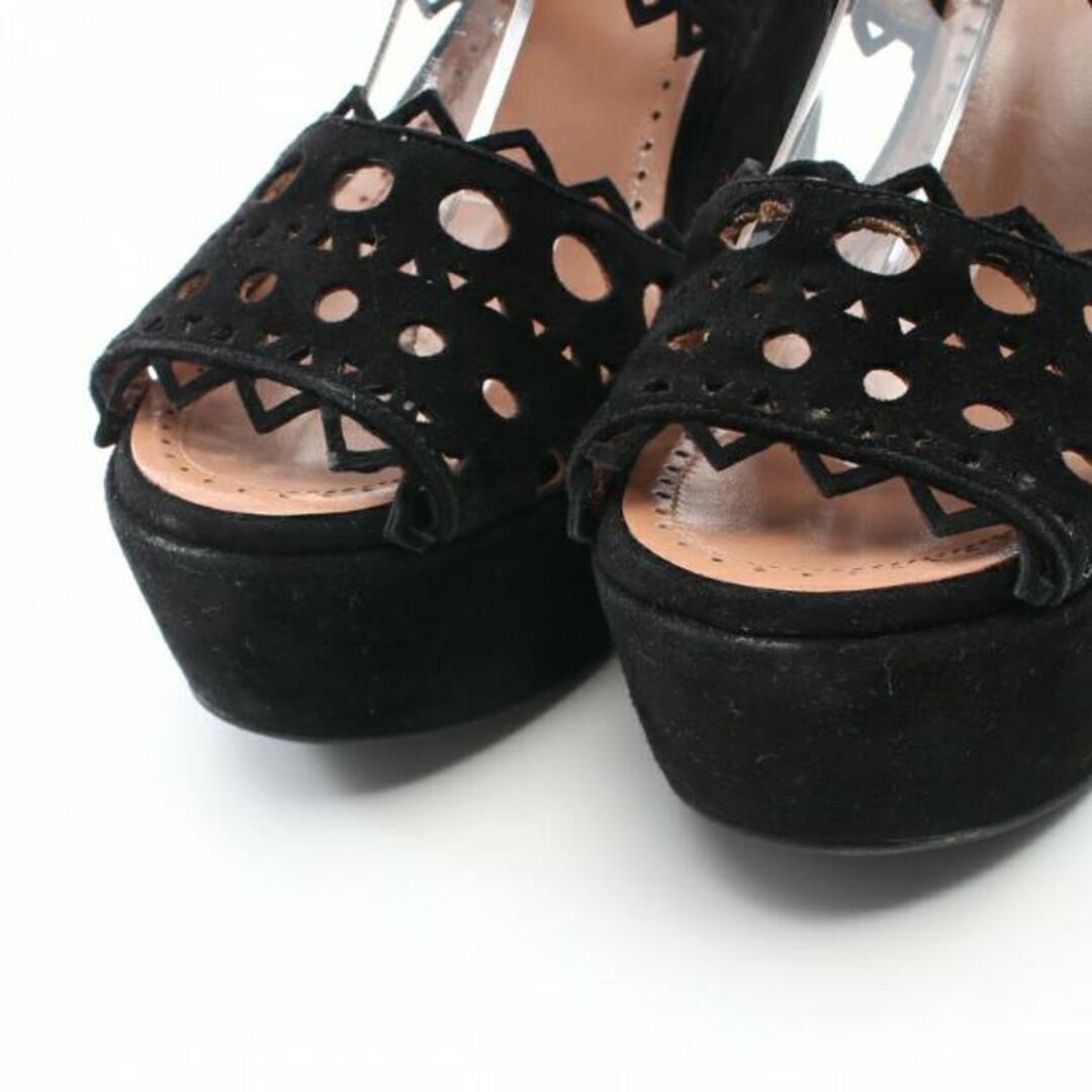  サンダル スエード ブラック アンクルストラップ パンチング レディースの靴/シューズ(サンダル)の商品写真