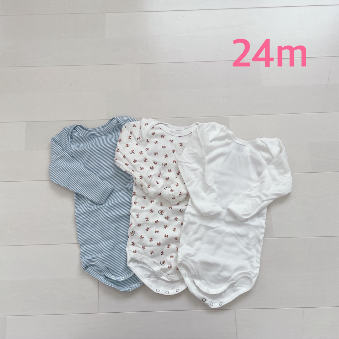 PETIT BATEAU(プチバトー)のプチバトー　長袖ボディ3枚組　24m キッズ/ベビー/マタニティのベビー服(~85cm)(ロンパース)の商品写真