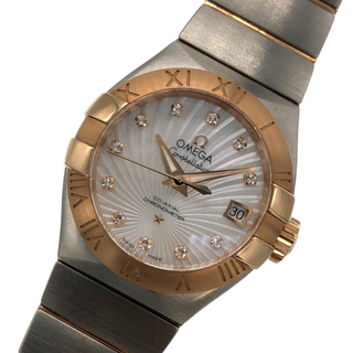 オメガ(OMEGA)の　オメガ OMEGA コンステレーション ブラッシュ マザーオブパール 11Pダイヤモンド 123.20.27.55.001 シルバー×ゴールド K18PG/SS 自動巻き レディース 腕時計(腕時計)