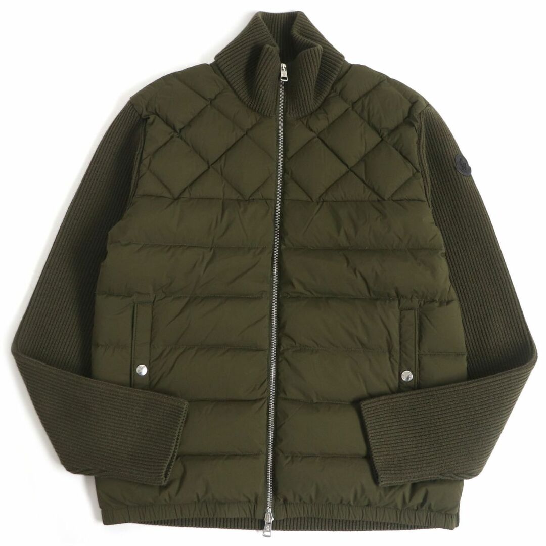 MONCLER(モンクレール)の美品□2020年製 MONCLER/モンクレール CARDIGAN TRICOT ロゴワッペン WZIP ニットブルゾン/ダウンジャケット カーキ XL 国内正規品 メンズ メンズのジャケット/アウター(ダウンジャケット)の商品写真