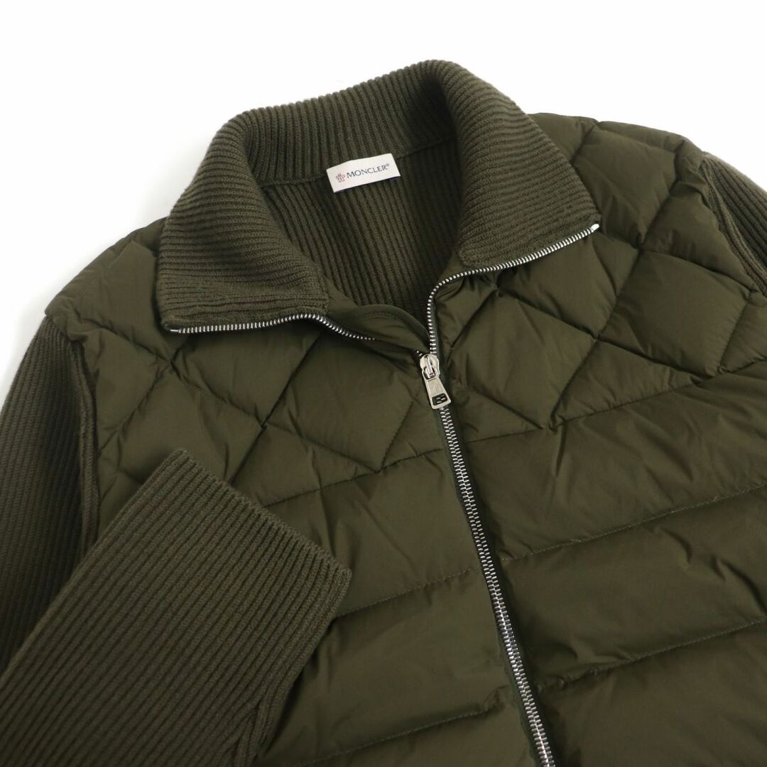 MONCLER(モンクレール)の美品□2020年製 MONCLER/モンクレール CARDIGAN TRICOT ロゴワッペン WZIP ニットブルゾン/ダウンジャケット カーキ XL 国内正規品 メンズ メンズのジャケット/アウター(ダウンジャケット)の商品写真