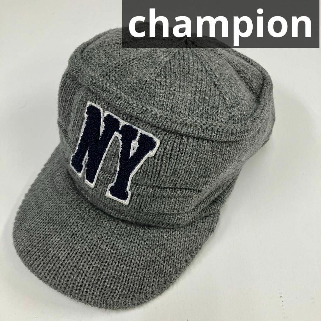 Champion(チャンピオン)のchampion チャンピオン　キャスケット　ニット帽　古着　NY メンズの帽子(キャップ)の商品写真