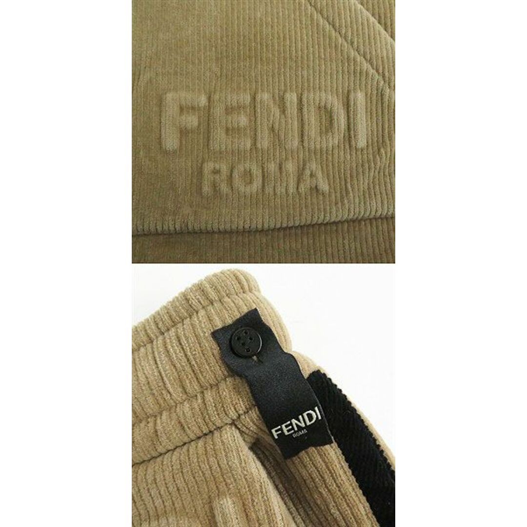 美品□21SS FENDI/フェンディ FW1129/FB0757 エンボスロゴ コーデュロイ パーカー/ジョガーパンツ セットアップ ベージュ 46 伊製 正規品